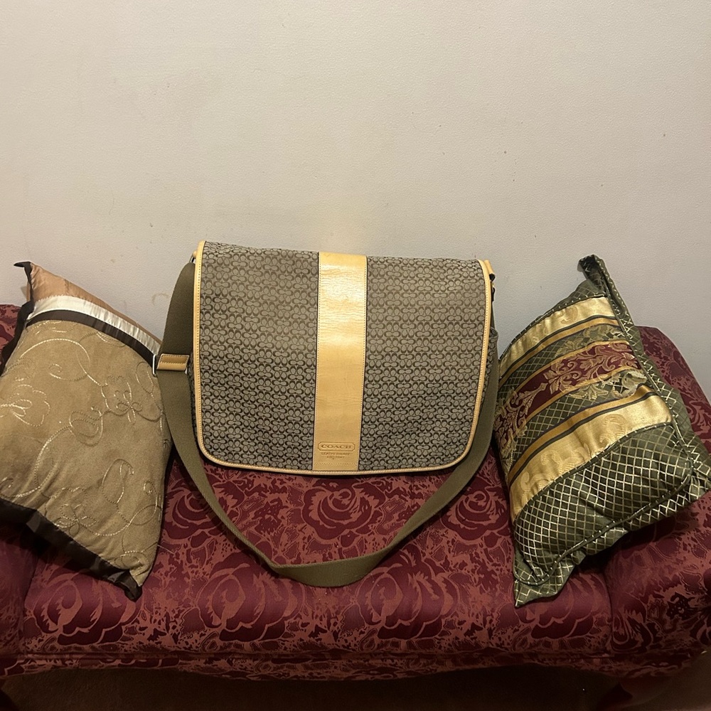Coach Beige and Gold Crossbody Bag
